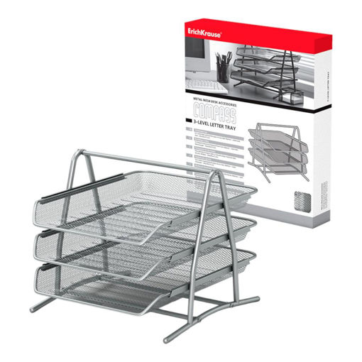 Picture of MESH SILVER 3 TIER LETTER TRAY